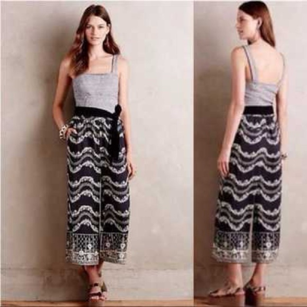 Anthropologie Brand Lilka Maple Lane Grey, Black and White Patterned Jumpsuit